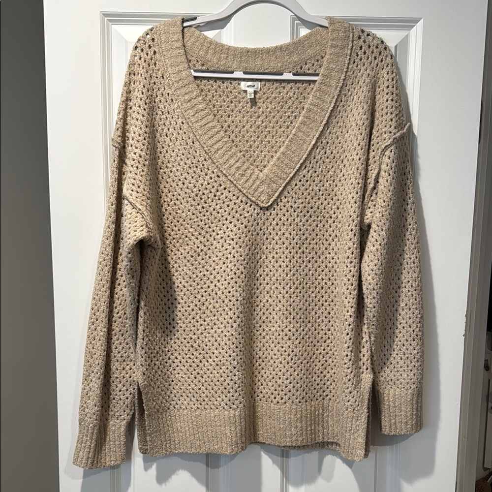 Aerie Cozy Beige Knit Sweater